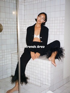 Trends Area 定制 sleeper鸵鸟毛丝滑感~ins主最爱 丝棉睡衣套装