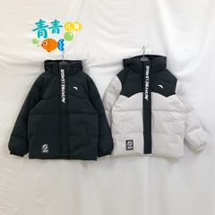 安踏儿童2025冬新款352541902男大童篮球系列宽松连帽羽绒服外套