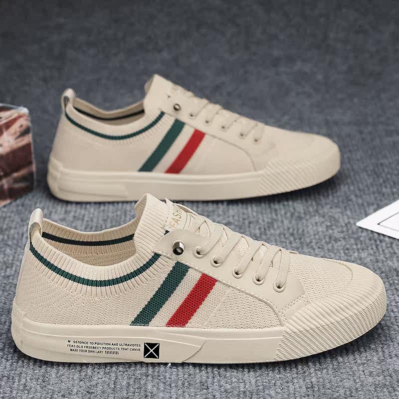 康道鞋业一脚蹬男鞋2023年夏季透气飞织网面休闲板鞋运动潮鞋软底