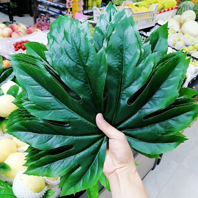 仿真八角金盘叶子仿真植物超市水果垫底篮子装饰叶子八角叶装饰