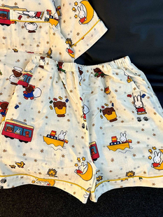 米菲兔2025年新款雪花米菲短袖长裤睡衣女夏天家居服套装夏季