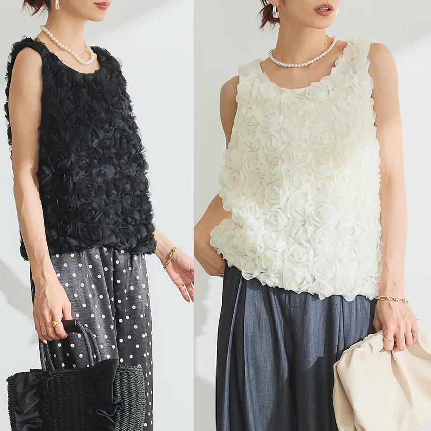 2025新款设计感立体玫瑰花无袖背心女装夏季法式气质独特别致上衣
