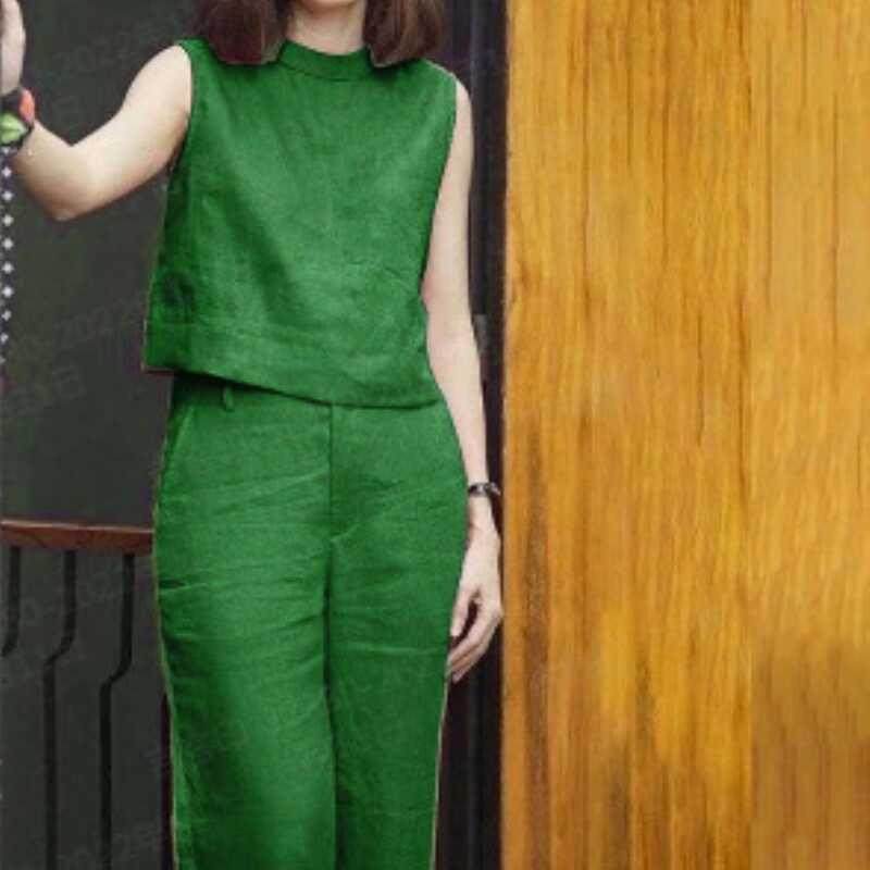 T-shirt pants two-piece set无袖休闲套装女宽松T恤长裤两件套女