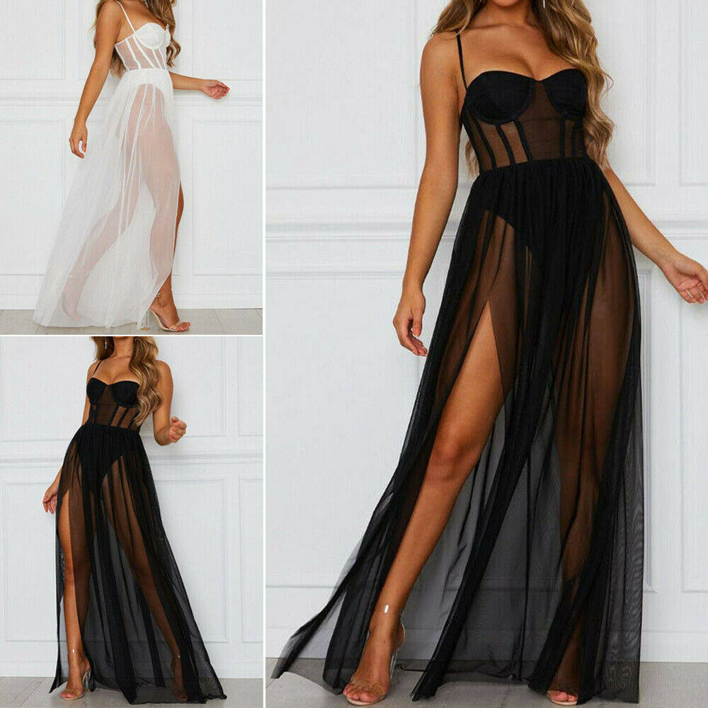 Black and white mesh sling dress 夏季黑色白色网纱吊带连衣裙