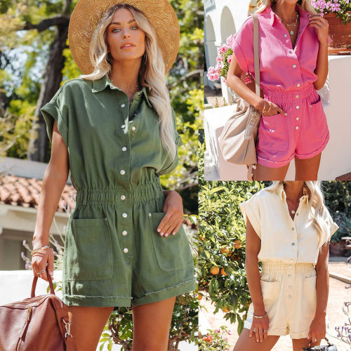 Women's 2022 solid color short sleeve casual loose conjo