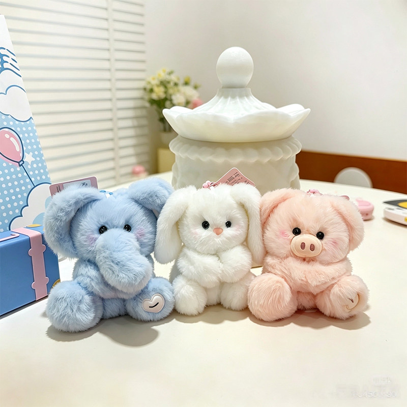 正版香墩墩卓伴掌中宝兔子大象小猪毛绒玩具挂件钥匙扣吊坠包挂