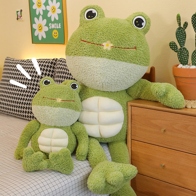 强壮大号腹肌青蛙公仔抱枕毛绒玩具绿色肌肉健身娃女生睡觉抱枕女