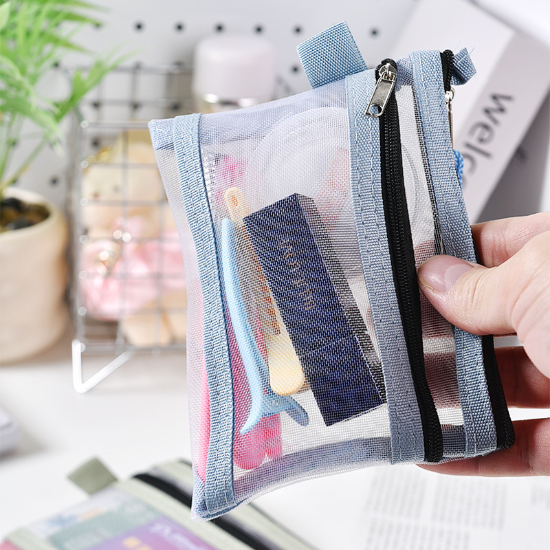 双层透明网纱便携多功能证件包