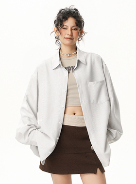 ADER DANCE春夏韩系经典条纹翻领衬衫男女同款休闲慵懒衬衣