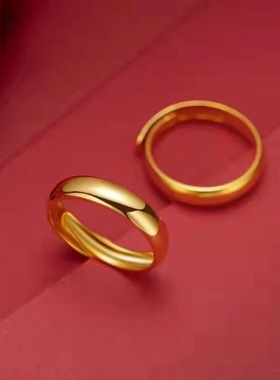 真空电镀999钢印不掉色越南沙金素圈男女可调节合金厂家直销戒指