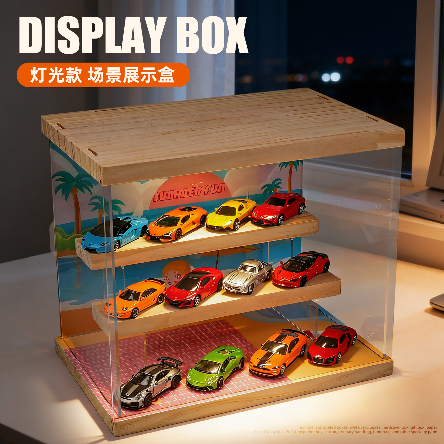 卡威汽车模型展示盒带灯图片