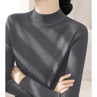 百搭半高领修身 秋冬时尚 打底内搭毛衣 针织衫 套头简约长袖