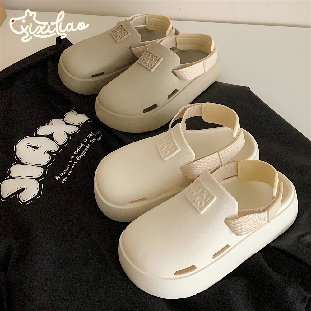 户外防滑可拆卸鞋带厚底包头凉鞋