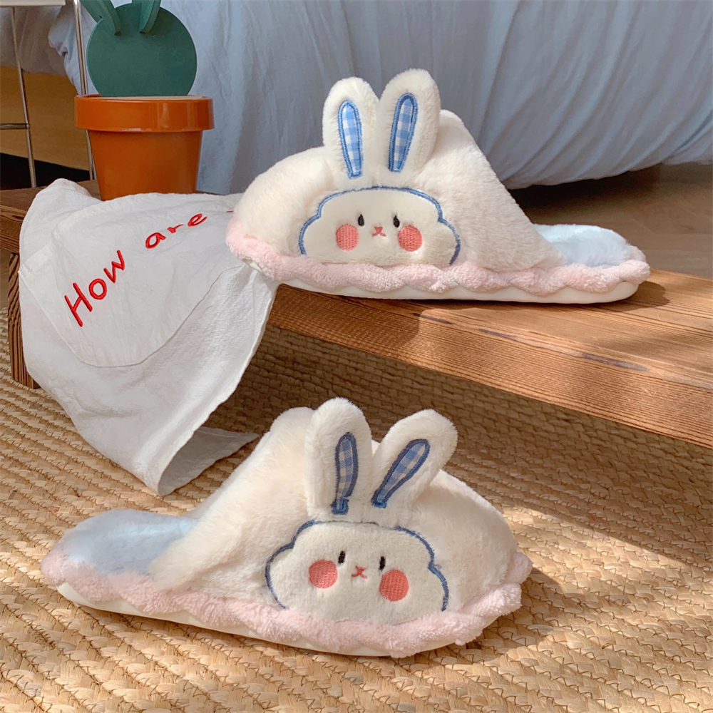 细细条少女心学生网红室内新款毛绒绒月子鞋女冬软底保暖棉拖鞋