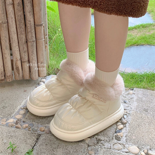 细细条防水防滑保暖加绒雪地靴