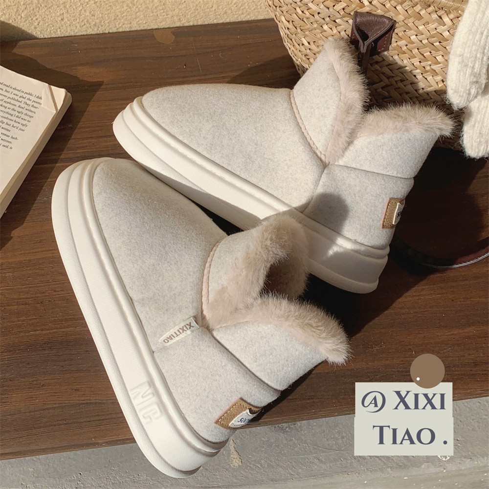 细细条情侣复古时尚雪地靴保暖防滑棉靴加绒加厚短筒棉鞋男女冬,女鞋,时尚雪地靴,淘宝优惠券,粉丝福利购,淘宝优惠卷