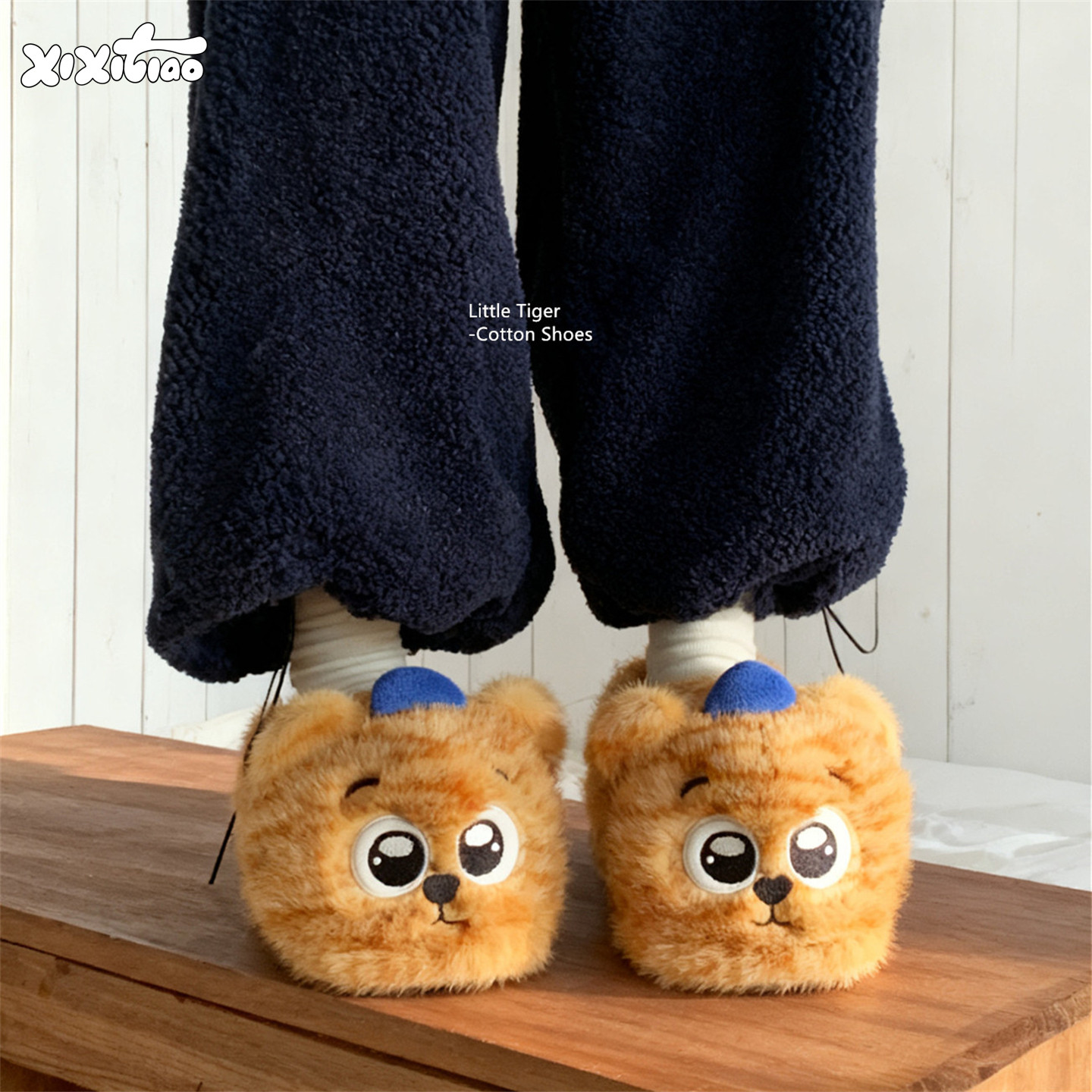 细细条 可爱老虎情侣趣味毛毛鞋保暖包跟冬季居家防滑棉拖鞋男女,居家布艺,居家棉拖/棉鞋,淘宝优惠券,粉丝福利购,淘宝优惠卷