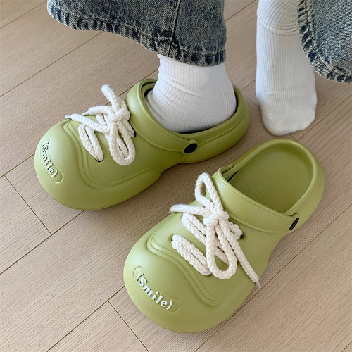 细细条系带DIY踩屎感个性拖鞋