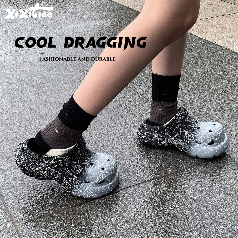 炫酷拉丝纹休闲时尚户外洞洞鞋