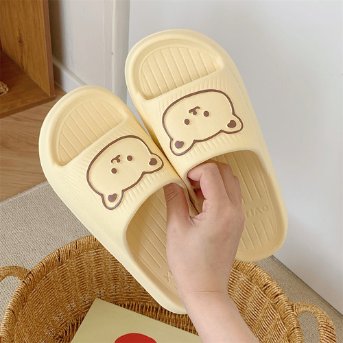 细细条可爱软萌小熊厚底情侣拖鞋