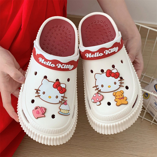 细细条三丽鸥可爱凯蒂猫洞洞鞋