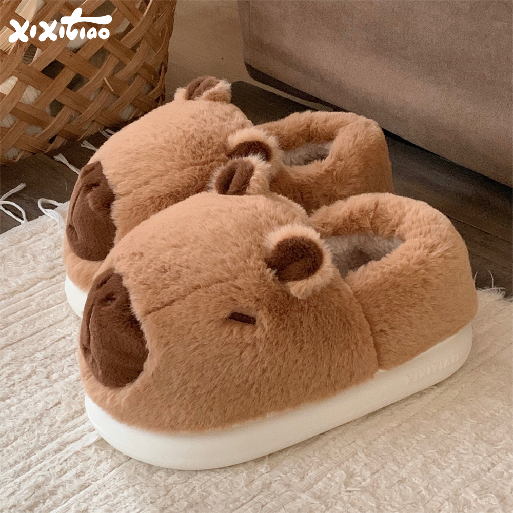 亲子居家可爱卡皮巴拉水豚棉拖鞋