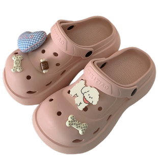 细细条少女心可爱狗狗洞洞鞋女户外穿防滑时尚eva夏季沙滩鞋凉拖