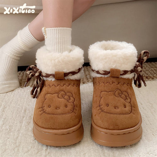 卡通拼色正版HelloKitty雪地靴