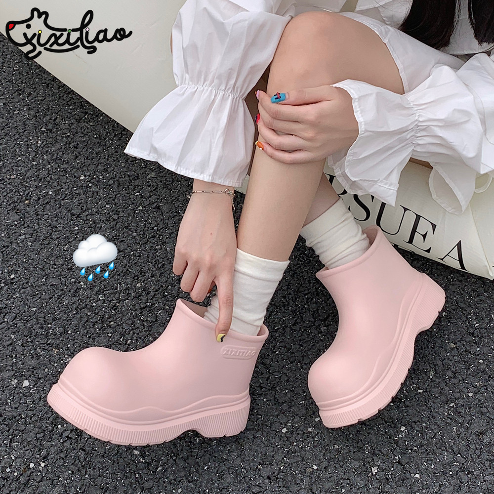 细细条雨天外穿防滑时尚短筒雨靴可爱圆头春夏季防水雨鞋胶鞋女,女鞋,雨鞋,淘宝优惠券,粉丝福利购,淘宝优惠卷