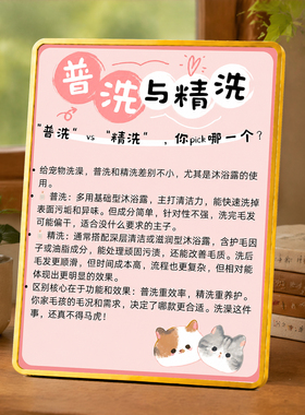 宠物美容店普洗与精洗科普提示牌可爱猫咪前台装饰摆件