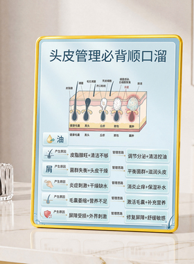 头皮管理必背顺口溜展示牌养发馆理发店前台装饰摆件