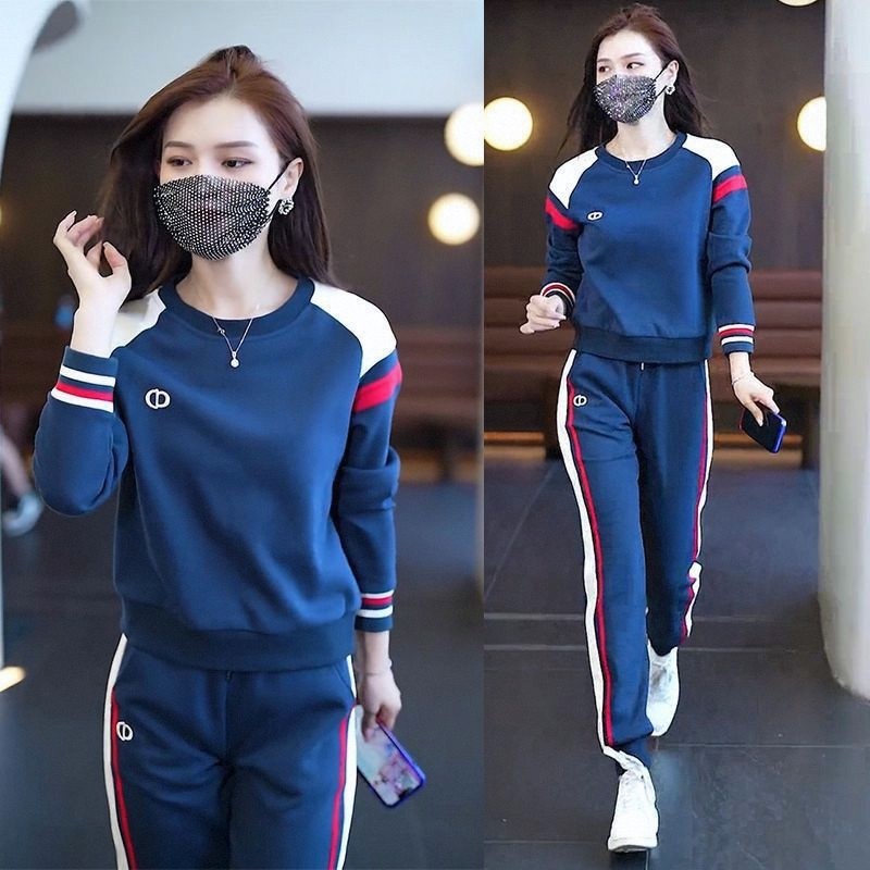 时尚休闲运动套装女装2026春秋季新款卫衣卫裤圆领长袖宽松两件套