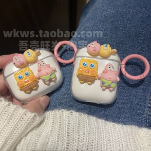 海绵宝宝适用漫步者zeropro耳机壳lollipodsplus保护套lolli3anc花再n2保护壳Minibuds派大星MagicAir可爱ace