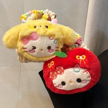 毛绒凯蒂猫针织包适用QCY Ailypods保护套少女心QCYT18蓝牙耳机壳T13anc qcyT10保护壳可爱防摔T11透明软壳T8