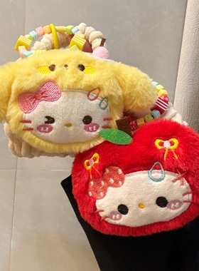 毛绒凯蒂猫针织包适用oppoencoair4pro air3保护套encofree4 R2可爱encoR3pro X3耳机壳女free3 R4新声版play