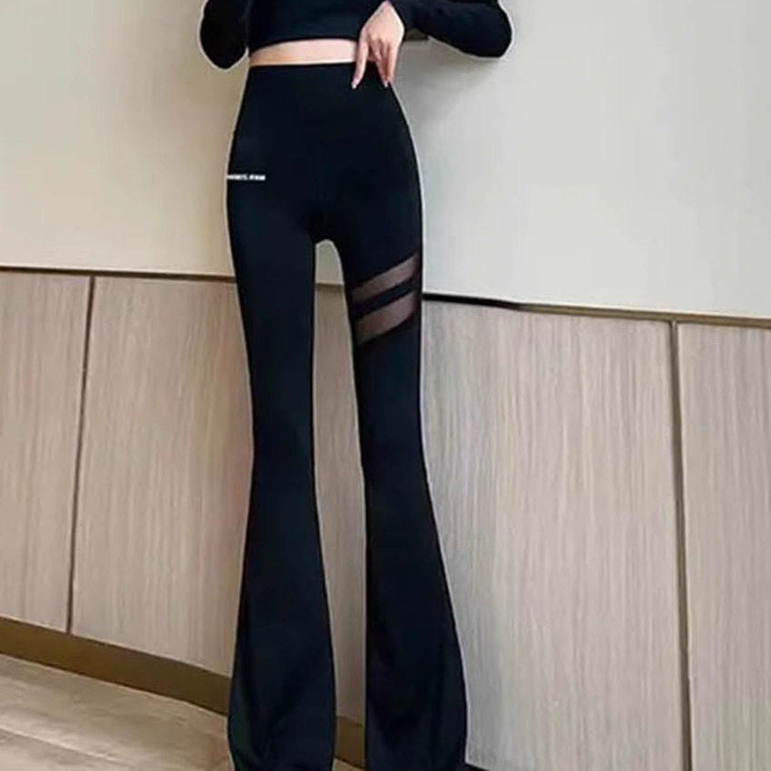 2025夏款女士时尚高腰弹力微喇裤薄款收腹裤提臀显瘦鲨鱼裤喇叭裤