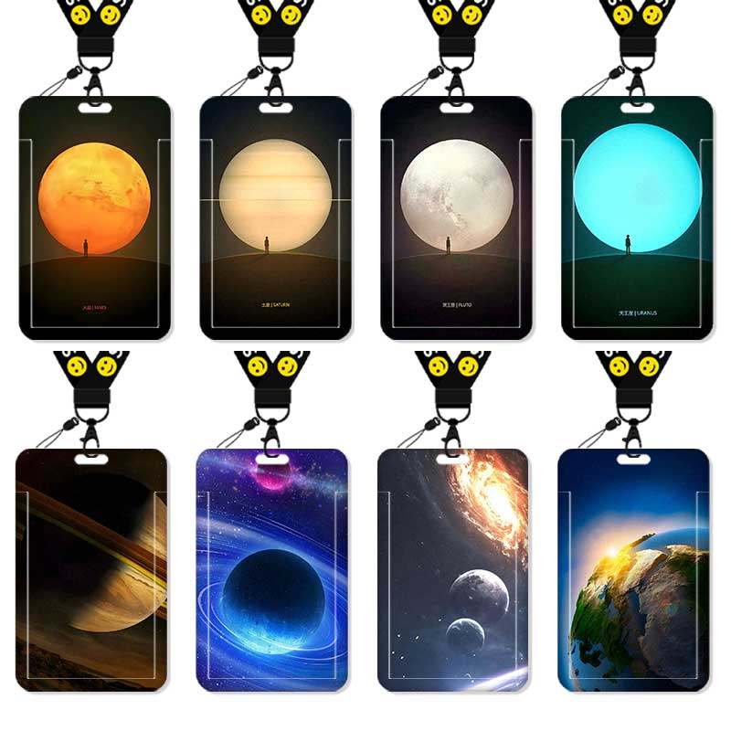 月球地球宇宙星球卡套饭卡校园卡身份证保护套公交卡学生水卡证件交通小卡片套工作证工牌证件套校牌挂绳防丢