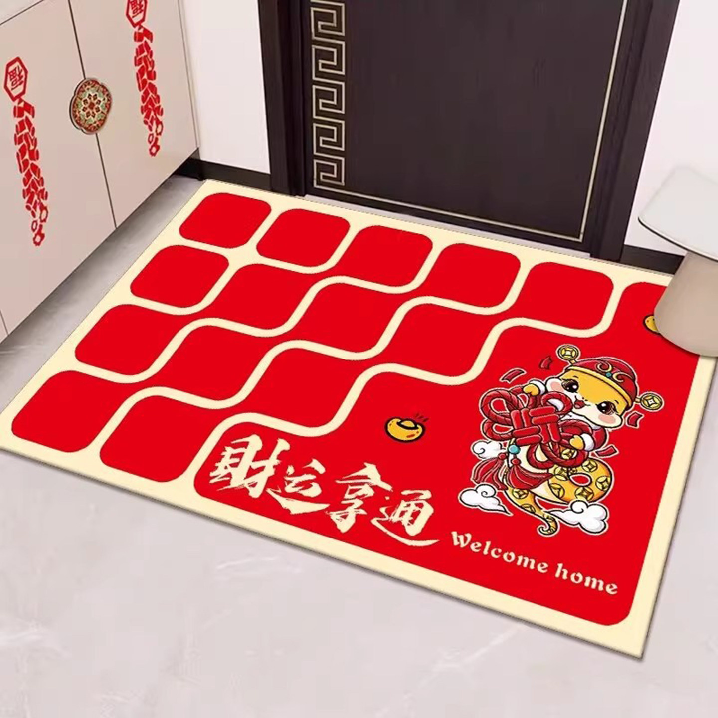 红色出入平安入户门玄关家用地垫厅门外耐脏脚垫门垫子进门口地毯,居家布艺,家用脚垫,淘宝优惠券,粉丝福利购,淘宝优惠卷