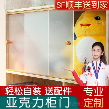 亚克力柜门橱柜推拉门柜子自装小柜门简易玻璃厨房门平移滑窗定制