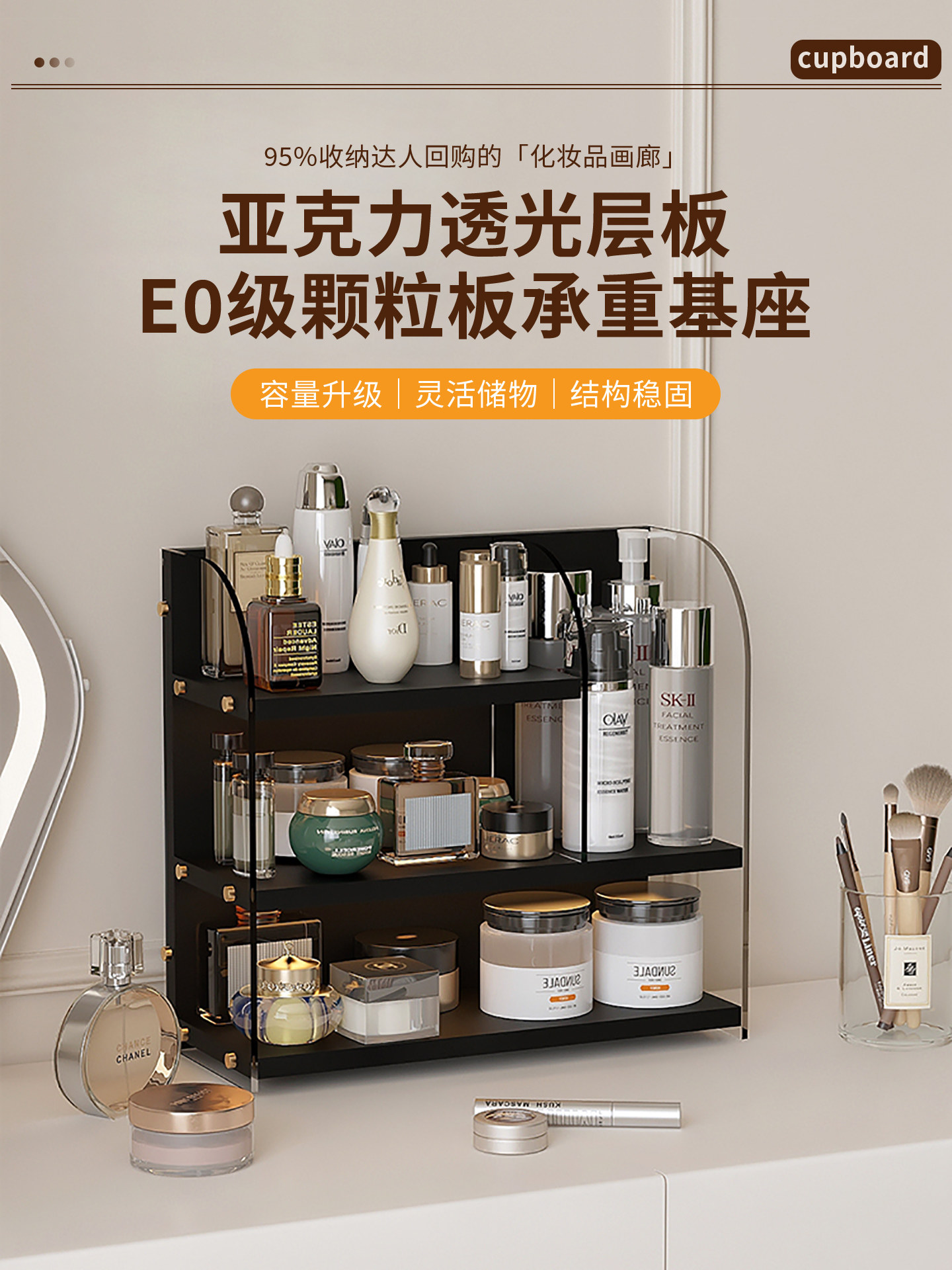 化妆品置物架化妆品收纳盒桌面化妆桌上梳妆台置物架护肤品置物筐