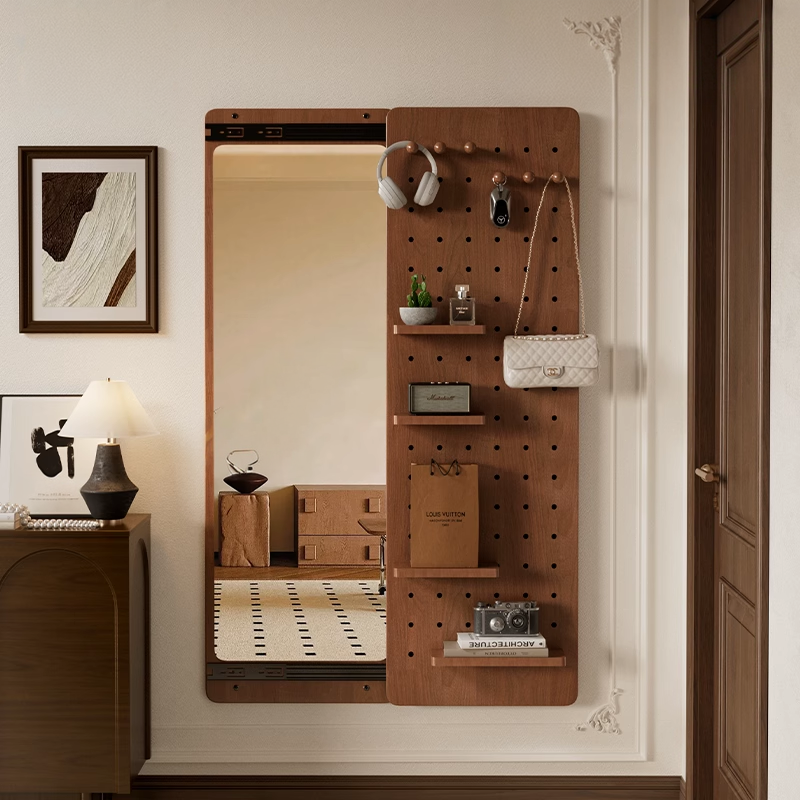 洞洞板穿衣镜一体家用试衣镜子