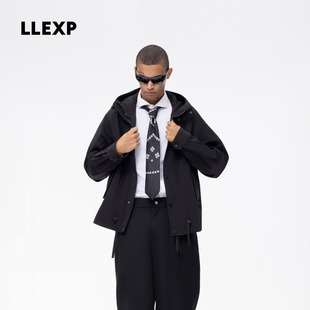 【极简弯刀袖】LLEXP男士简约抽绳休闲夹克2025新款城市机能外套