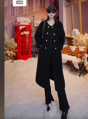 【呼呼严选专享】革美 长款圆领颗粒外套MND53156