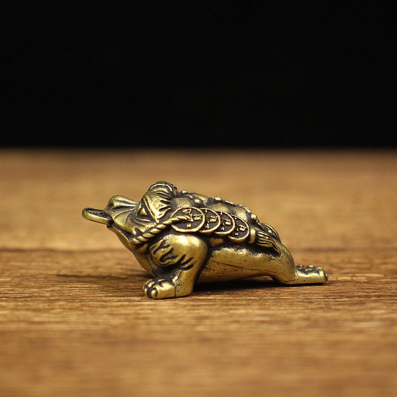 纯铜金蟾摆件招财金蝉三脚金蟾黄铜实心铜蟾蜍家居店铺装饰工艺品