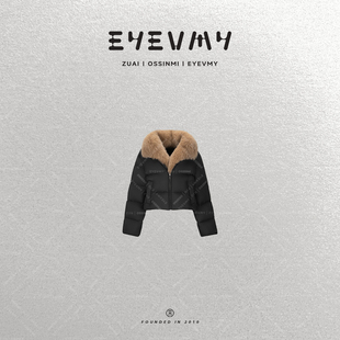 皮草外套WT54PWK018 可拆卸狐狸毛90白鹅绒短款 黑檀木