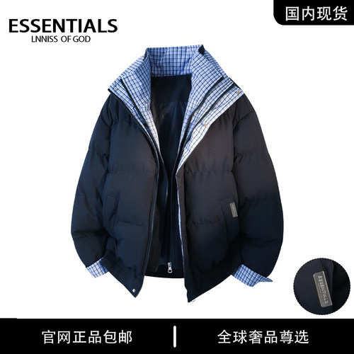 官方奥特莱斯】品牌折扣 冬季假两件宽松棉衣男立领保暖棉服外套