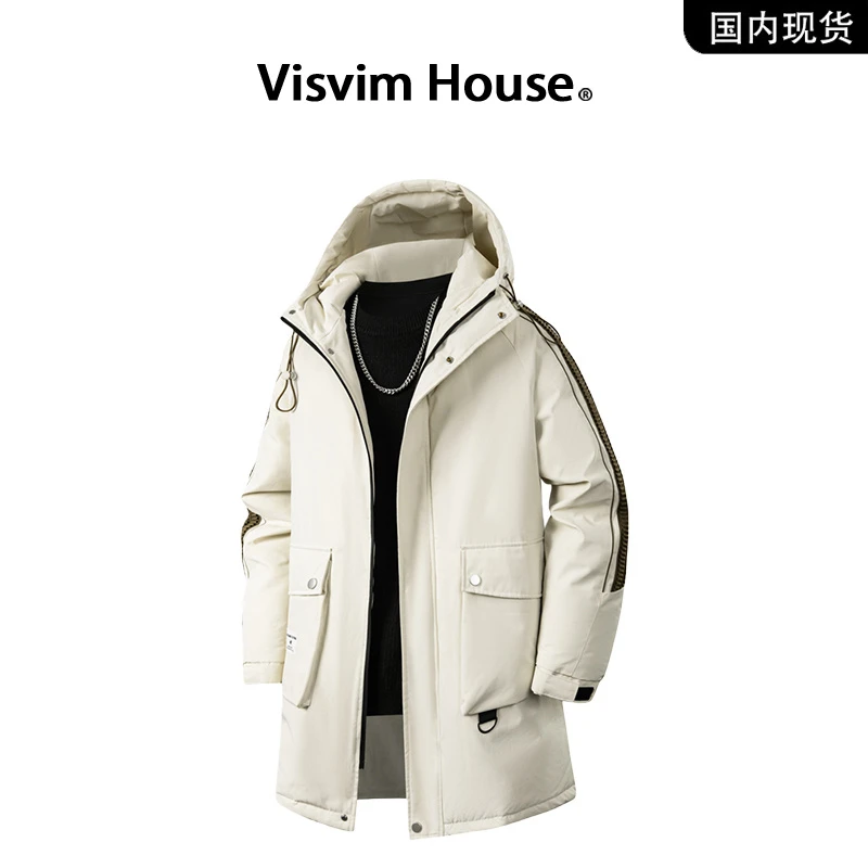 品牌现货撤柜】VISVIM WINGS秋冬季中长款条纹情侣连帽羽绒服男