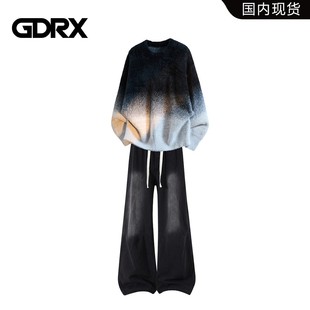 新款 205冬季 宽松休闲高街男百搭两件套 复古针织毛衣套装 GDRX美式