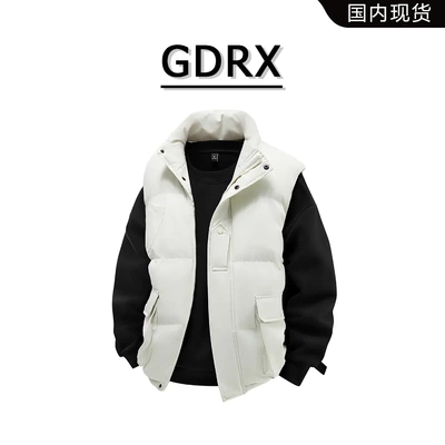 GDRX纯色大口袋户外男款马甲2025冬季新款高级感设计轻奢大码棉衣
