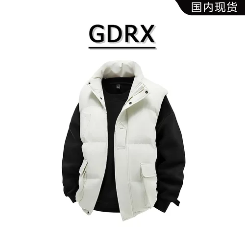 GDRX纯色大口袋户外男款马甲2025冬季新款高级感设计轻奢大码棉衣